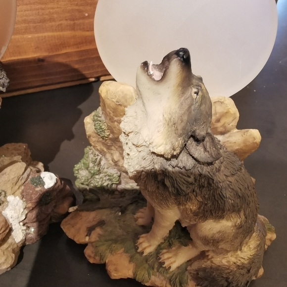 2 howling wolves under the moonlight vintage witchcore dark academia candle hold - Picture 7 of 9